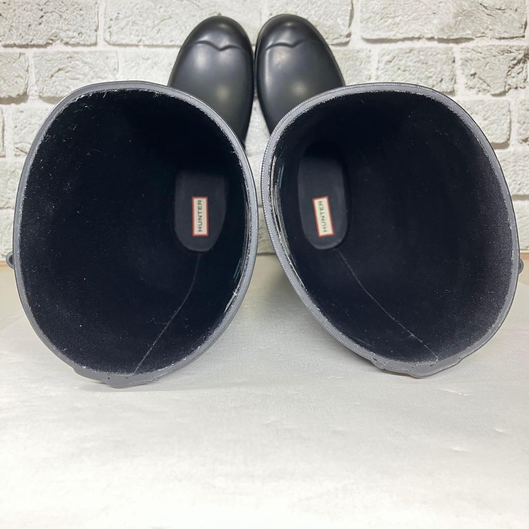 【試着程度】HUNTER レインブーツ 黒 ロング ラバー レディース UK6