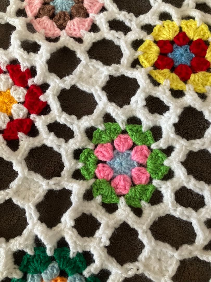 ソファーカバー　ベットカバー　大判ブランケット　マルチカバー　手編み　ハンドメイ