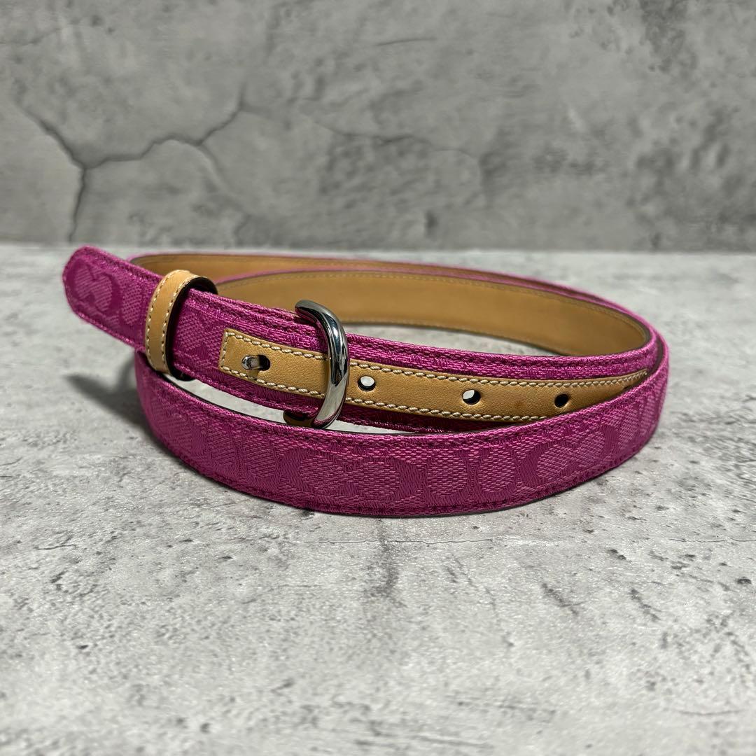 希少✨️Coach Signature Leather Belt in Pink