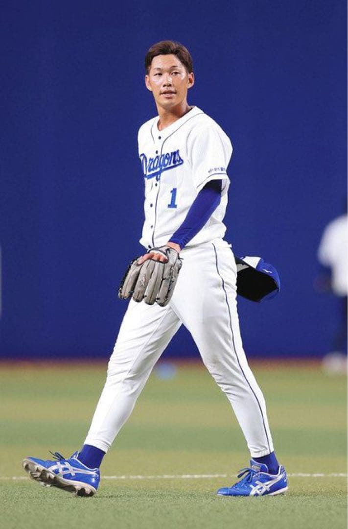 中日ドラゴンズ時代　京田陽太選手　実使用エルボー&フットガード　ホワイト/ブルー