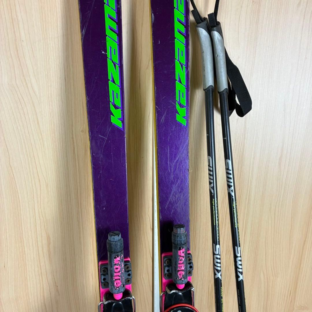 【送料込】KAZAMA テレマークスキー板　ポール　セット　山スキー