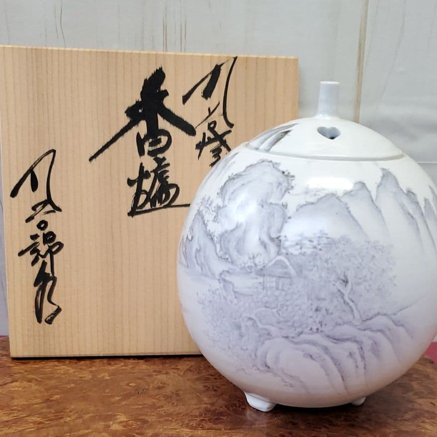 九谷焼 山水 香炉