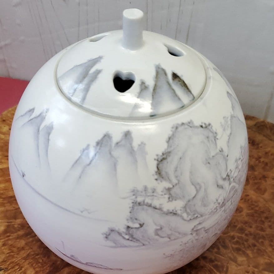 九谷焼 山水 香炉