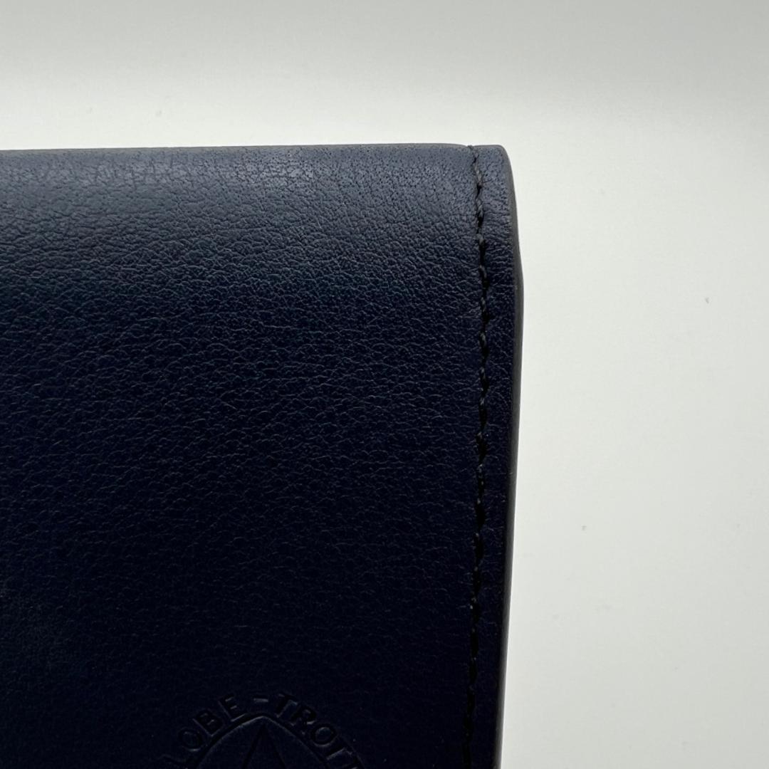 未使用品グローブトロッター☆メンズカードケース 名刺入れ ソフトレザー 本革 紺