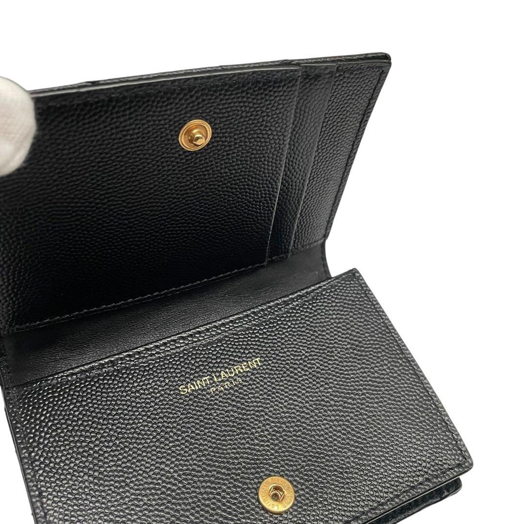 極美品✨サンローラン カードケース YSL カサンドラ キャビアスキン 黒