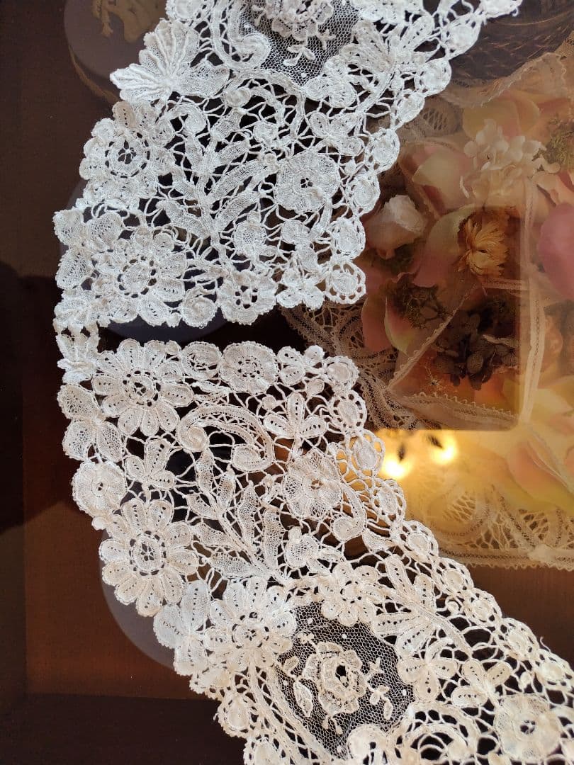 ホワイト総レースつけ襟ハンドメイドビンテージ
