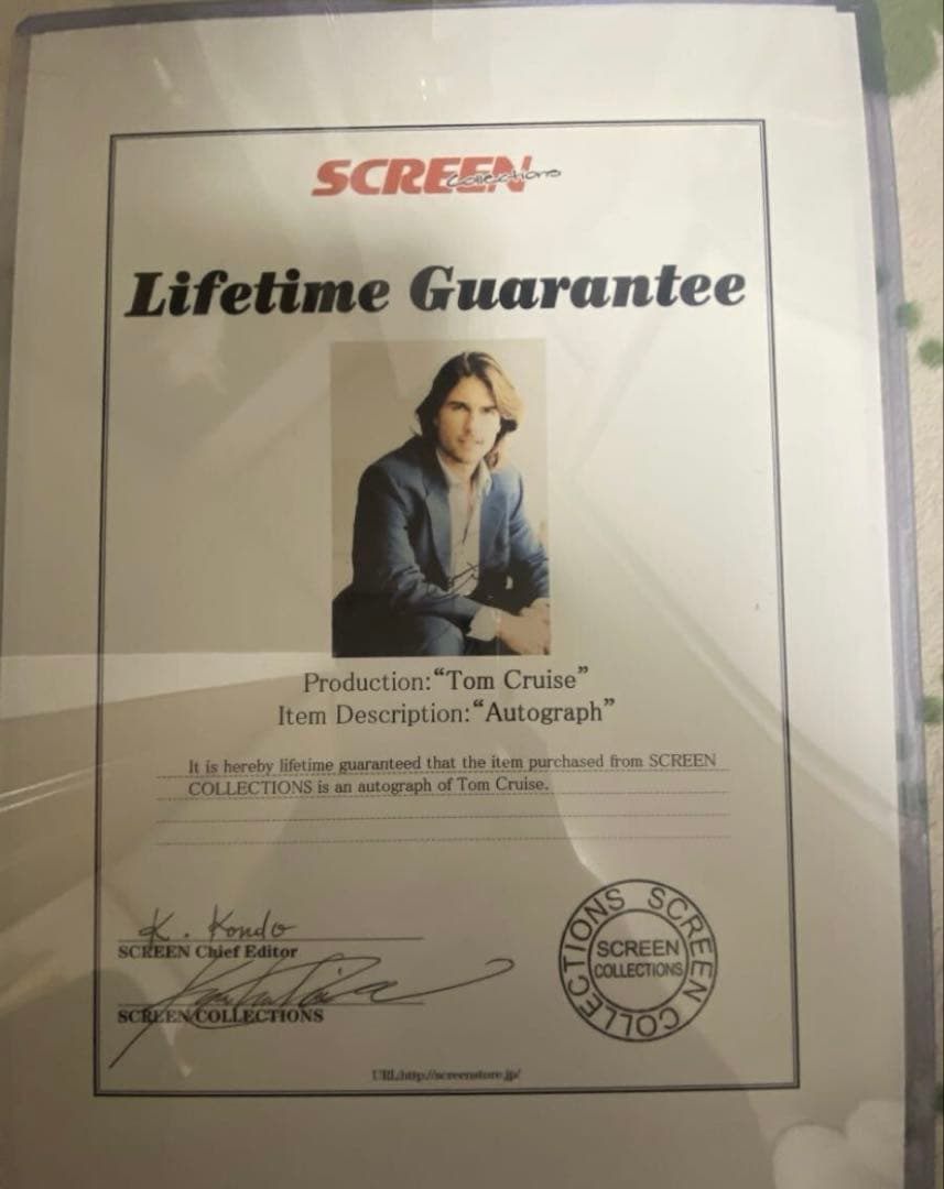 トム・クルーズ 直筆サイン入りポートレート SCREEN