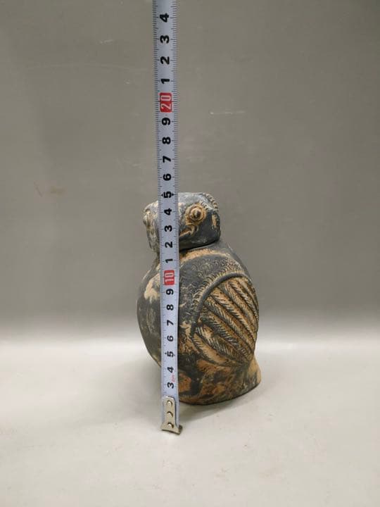 匿名配送❣️前漢　黒陶鴟鴞形壺 みみずく俑 陶芸　骨董品　美術品　陶器