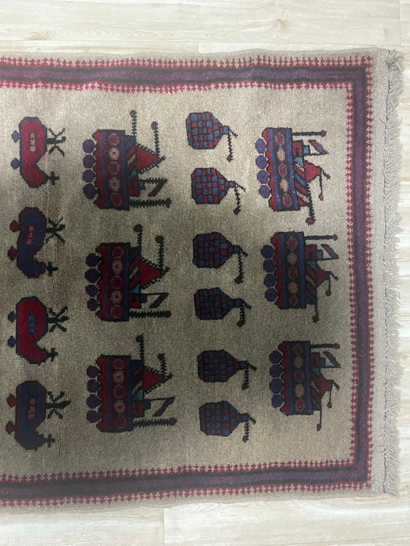 アフガニスタンヴィンテージストーリーラグ war rug 91x144cm