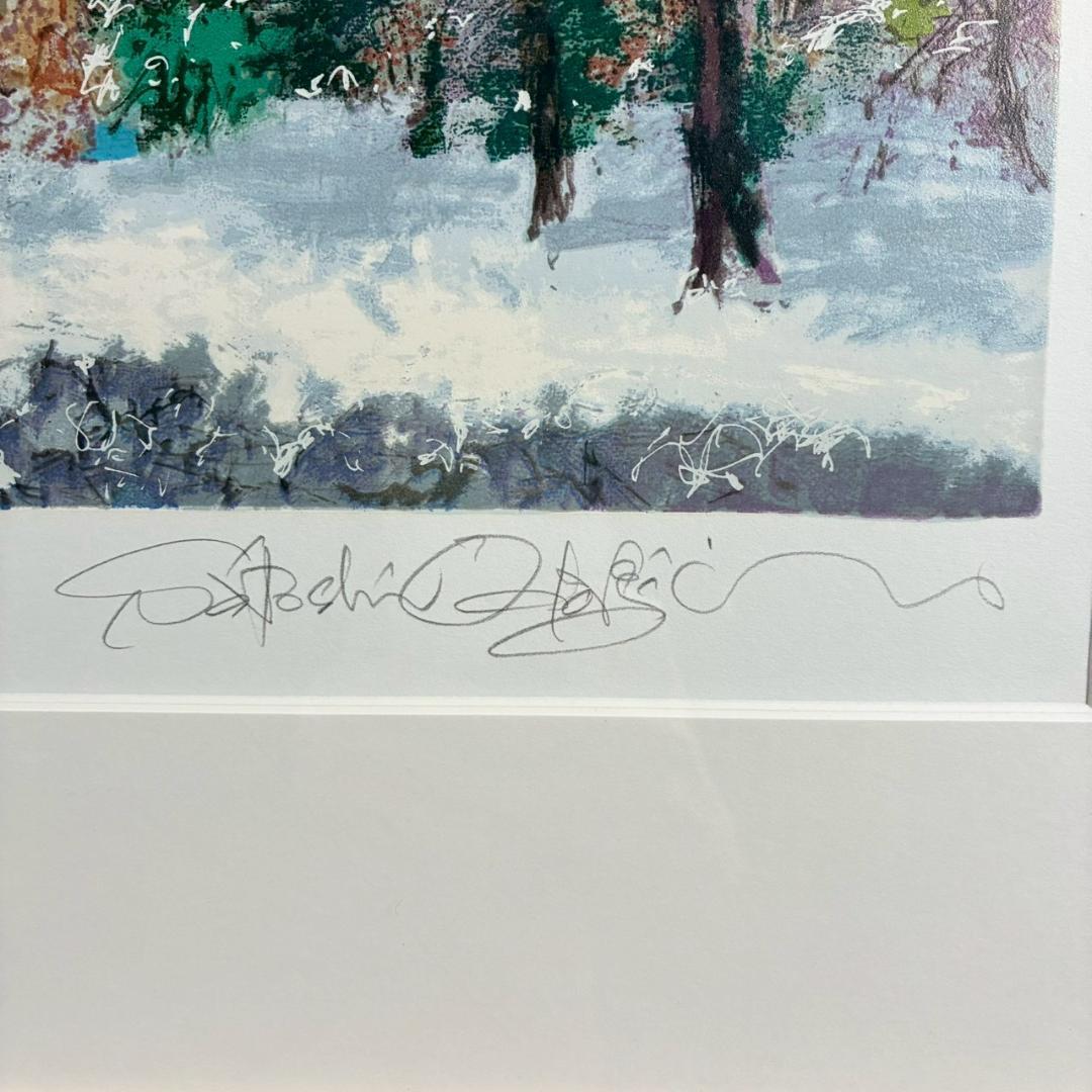 美品 小田切訓「雪のノイシュバンシュタイン城」シルクスクリーン 直筆サイン入り