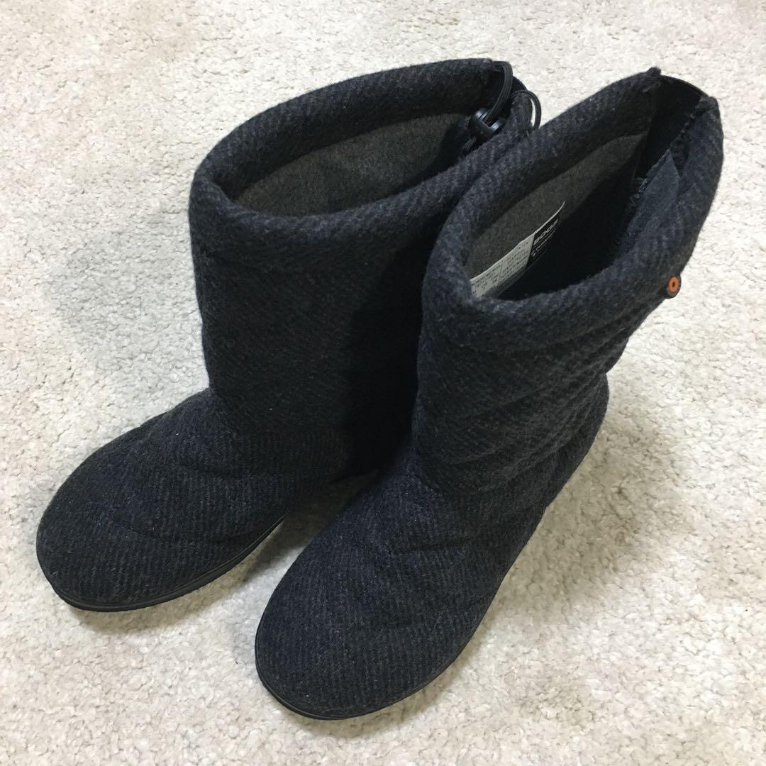 BOGS ♫ スノーブーツ ウールキルティング ブラック 黒 24cm -30°