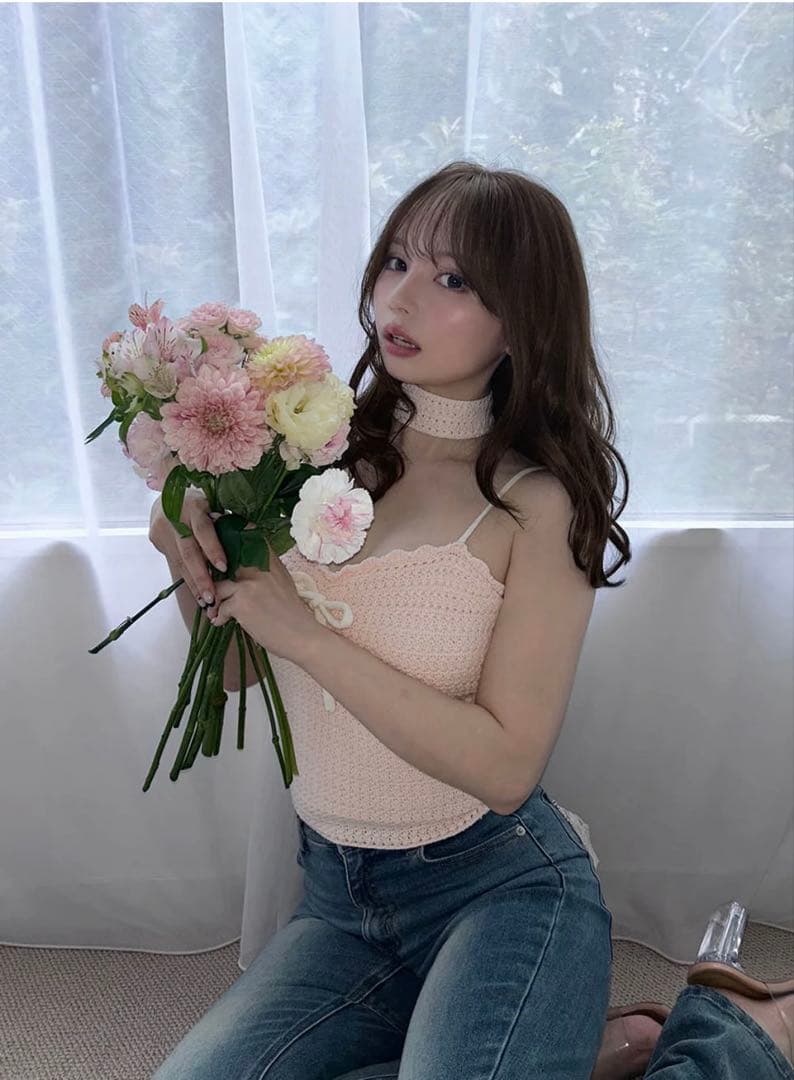 トップス ANDMARY Sui ribbon tops pink