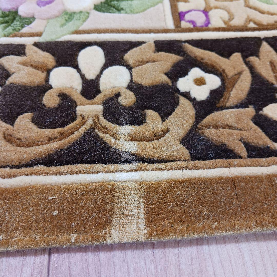 専用Y3140 中国段通 シルク100% 手織り ハンドカット 123×70㎝