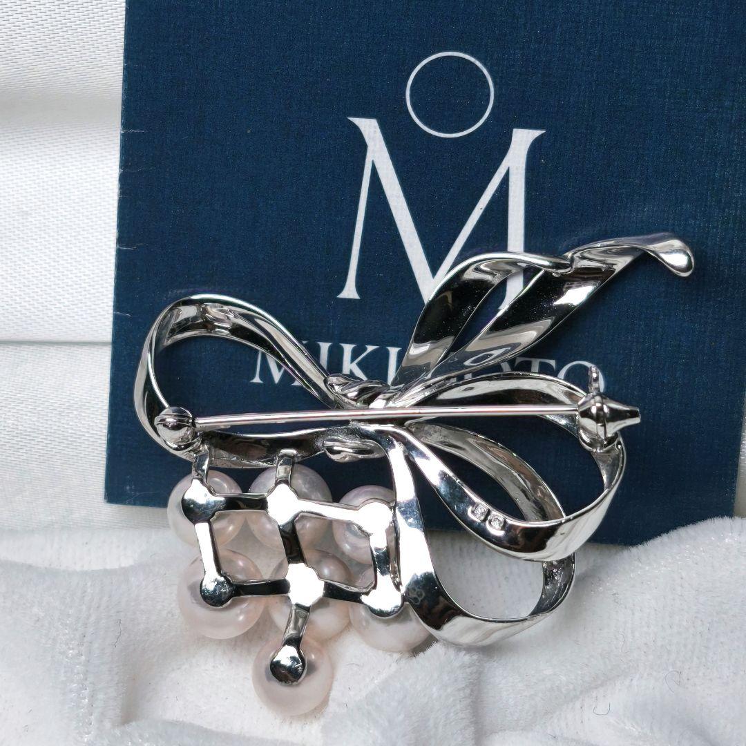 【美品 最高級】ミキモト ブローチ パール リボン 7珠 皇室御用達 正規品