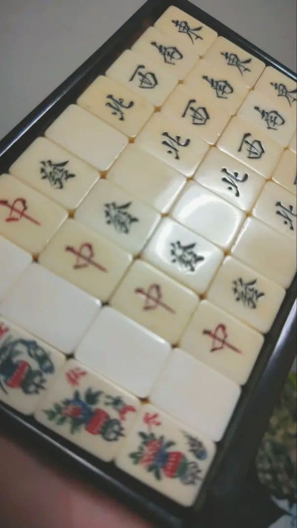 アンティーク 麻雀牌 木箱 レトロ 天然素材 竹牌