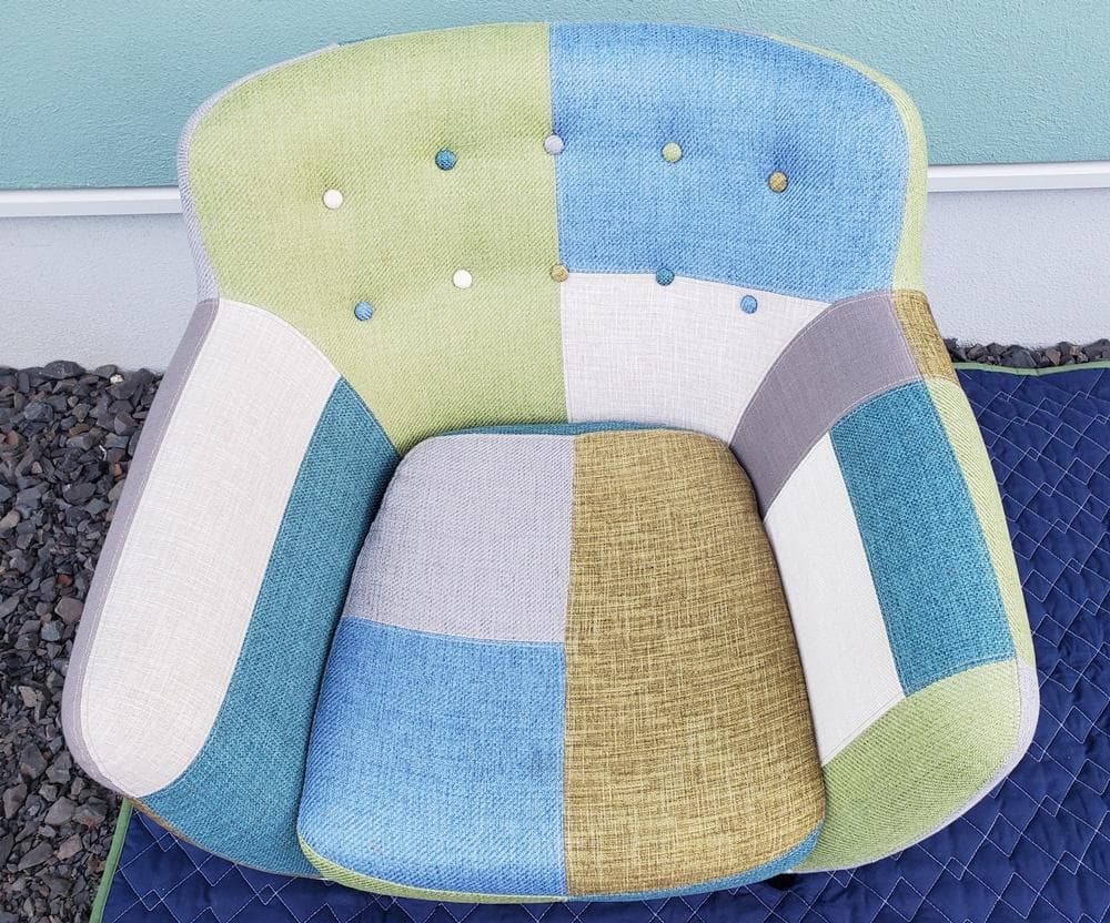 C46　フランフラン　ナビア　パッチワーク1人掛ソファ　グリーン