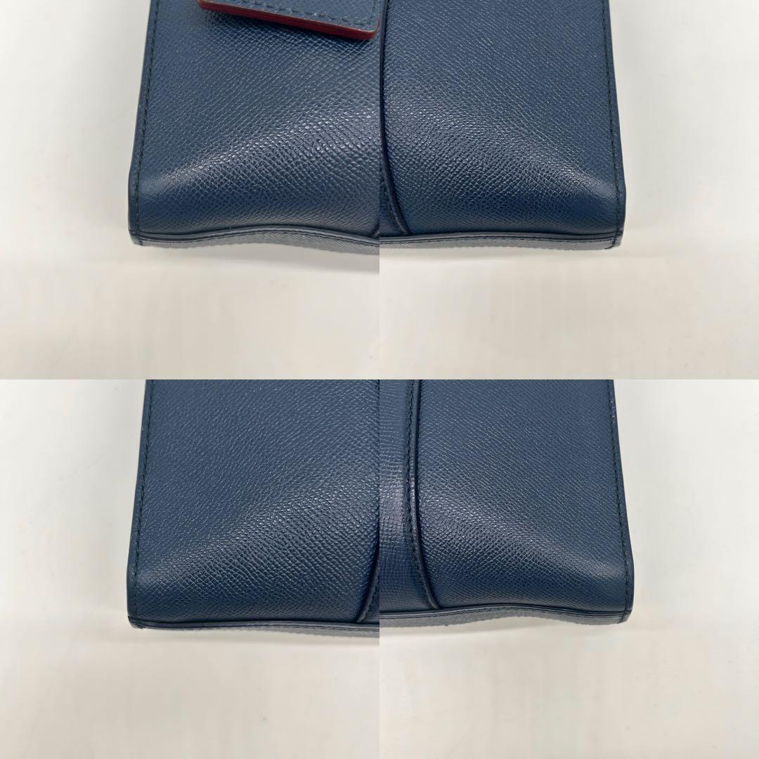 【美品】ブルガリマン ビジネスバッグ サフィアーノレザー A4収納可能 ネイビー