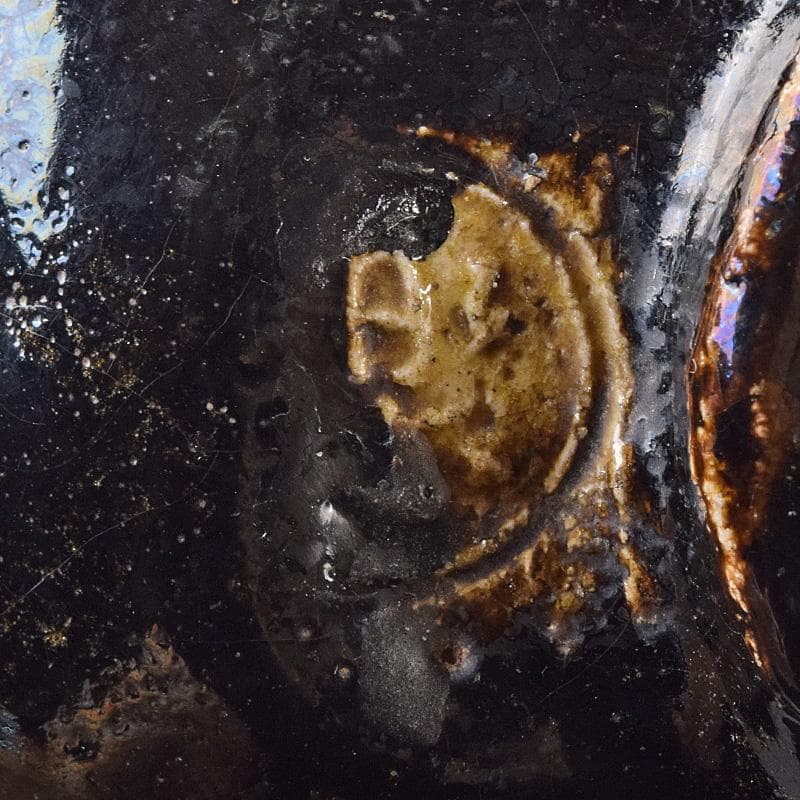 茶道具　楽吉左衛門　十代旦入造　黒楽茶碗　共箱　M　R8075