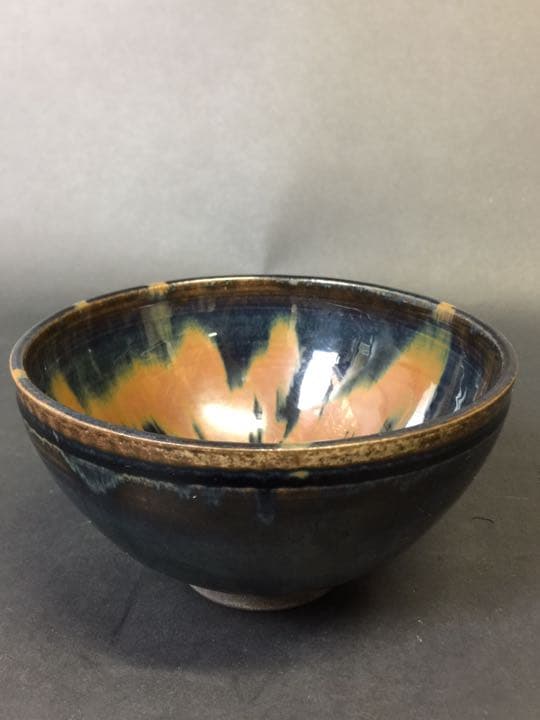 抹茶茶碗 鐵銹花磁州窯茶碗 茶道具 時代物