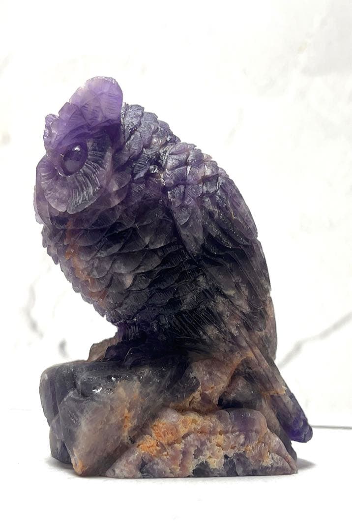 アメジスト フクロウ ふくろう彫刻 梟 置物 オブジェ