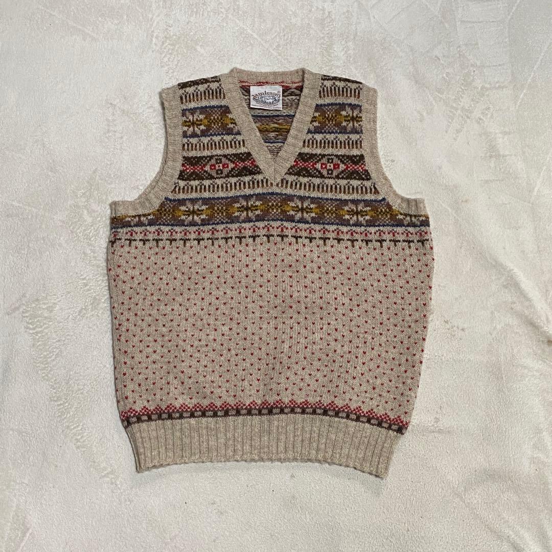 Jamieson's フェアアイル バーズアイ Vネック ベスト S
