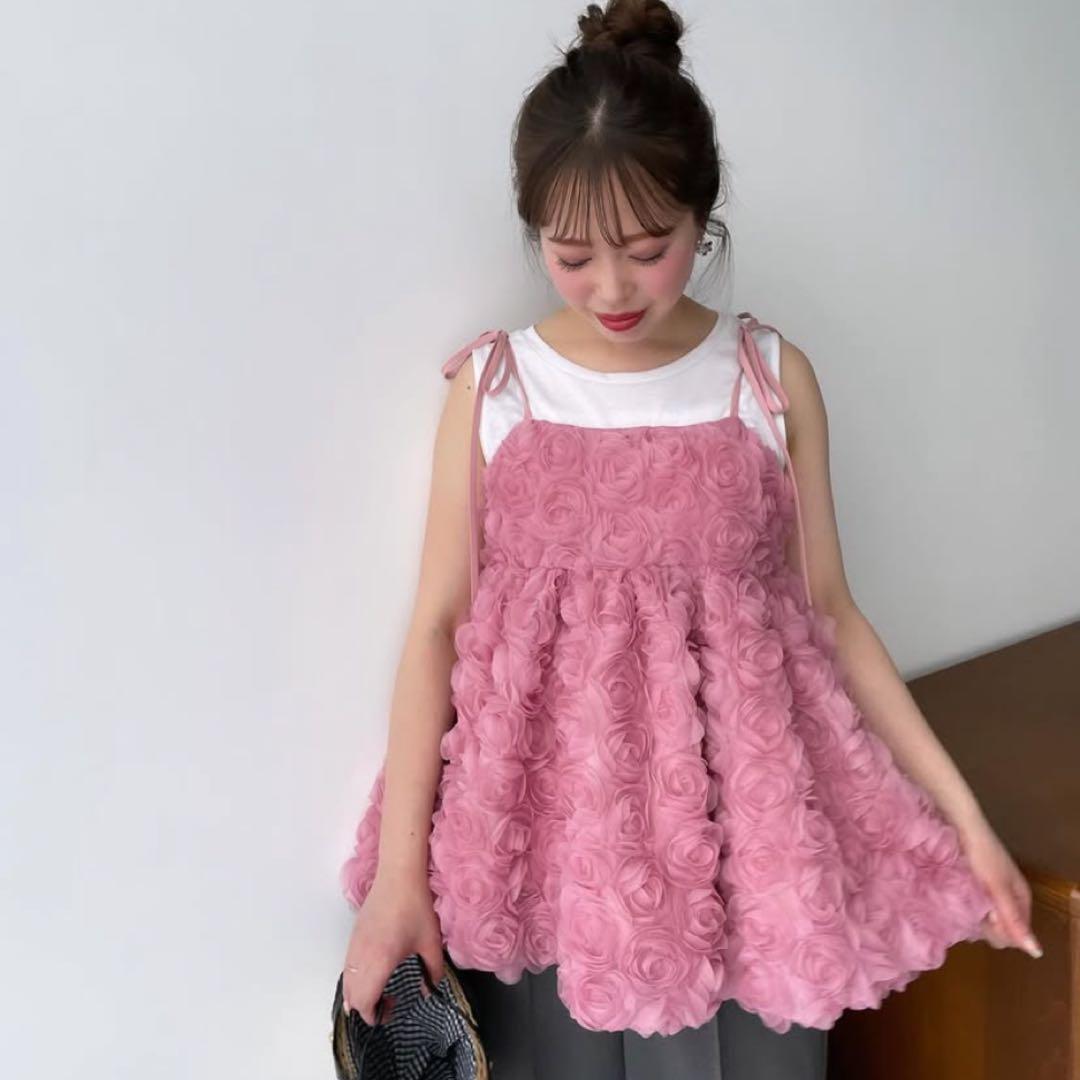 【美品】fitmoreローズモチーフキャミソールbibiy【最終値下げ】