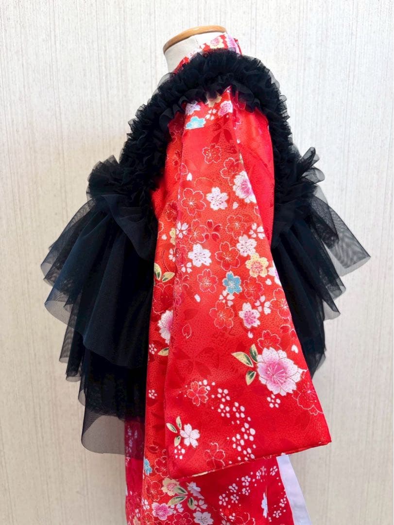 and milk_○ 赤色チュール◇被布エプロン　被布チュール◇