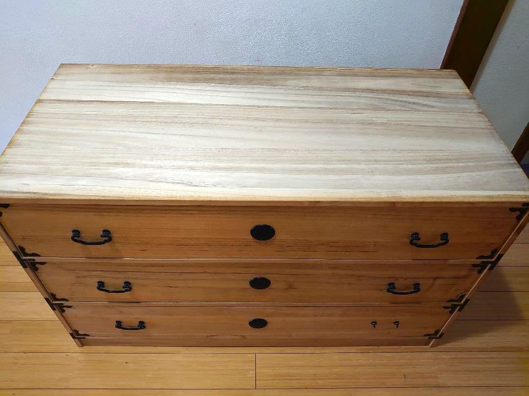 難あり 桐箪笥 天然木 整理箪笥 3段引出し収納 木製 和タンス 棚