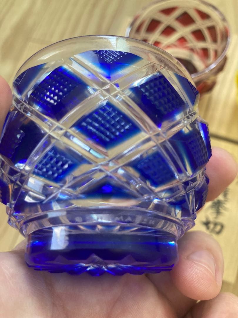 全て未使用 復元 島津 薩摩切子 色被せガラス 切子猪口 ３個セット グラス