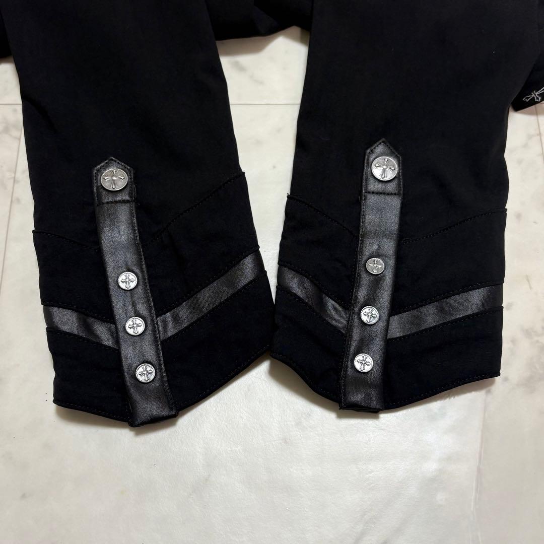 美品 オッズクローチェ 刺繍 スタッズ シャツ 十字架ボタン ゴシック y2k