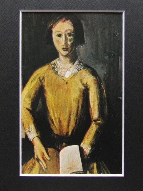 三岸好太郎、【黄服少女（黄衣少女）】、新品高級額 額装付、年代物・希少画集画