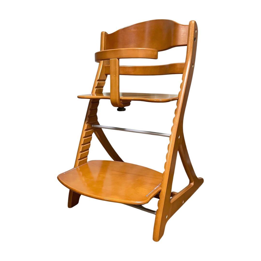[極美品] 大和屋 すくすくチェアプラス ガード付 ブラウン 木製ベビーチェア