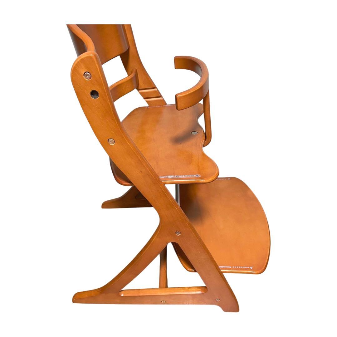 [極美品] 大和屋 すくすくチェアプラス ガード付 ブラウン 木製ベビーチェア