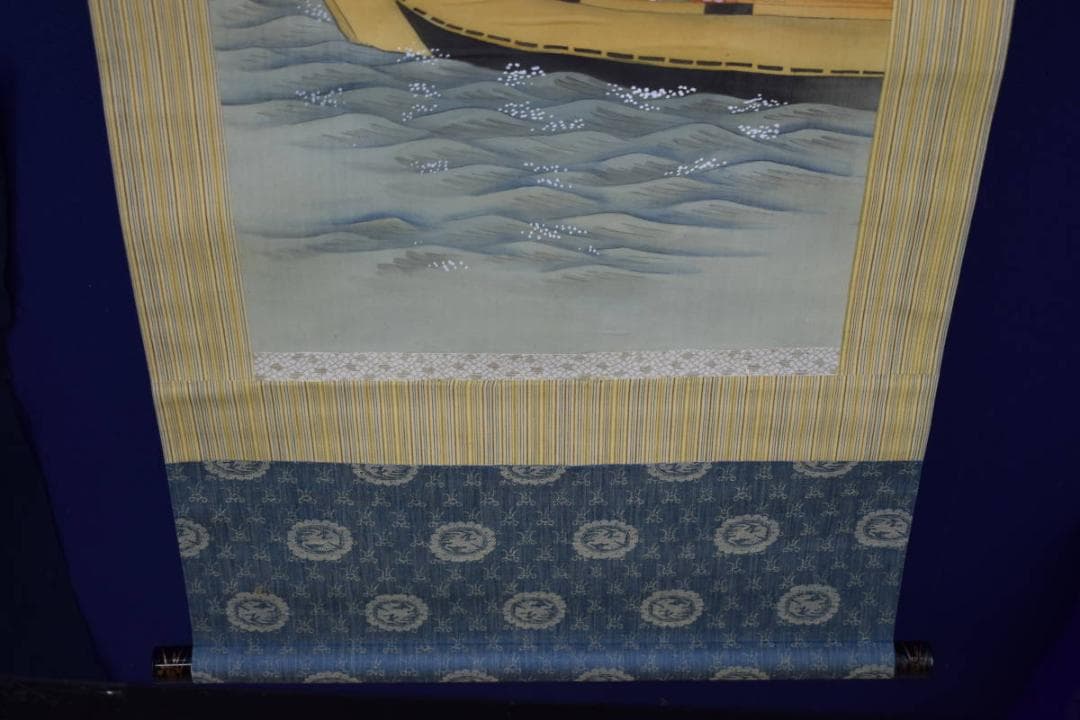 不詳/作者不詳/浮世絵美人画/舟遊図/布袋屋掛軸HH-614