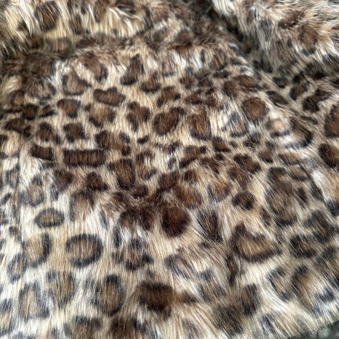 平成ギャル y2k　ヒョウ柄　リアルファー付きミニタリーモッズコート　グランジ