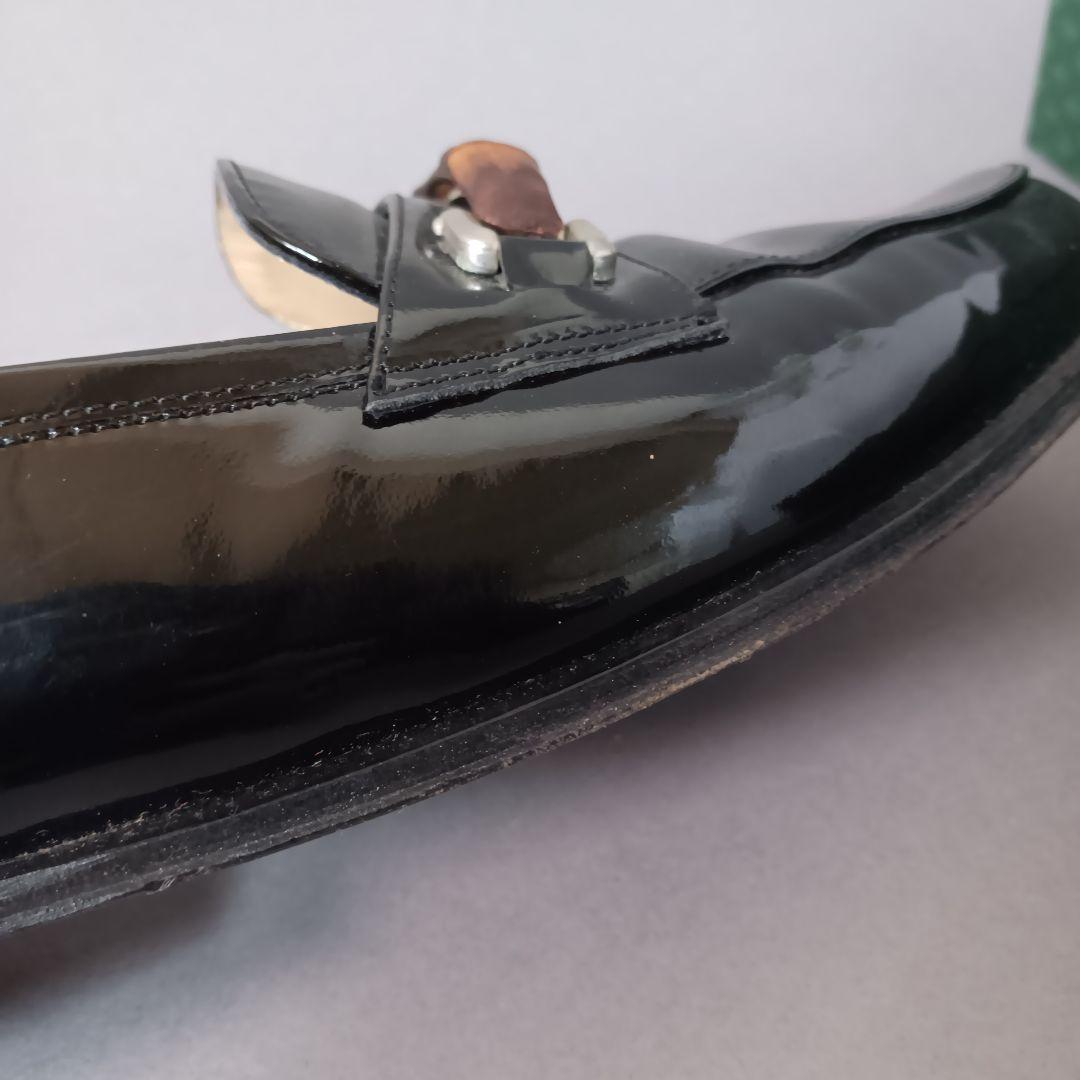 689/良品/GUCCI グッチ/ローファー/ブラック/エナメル/バンブービット