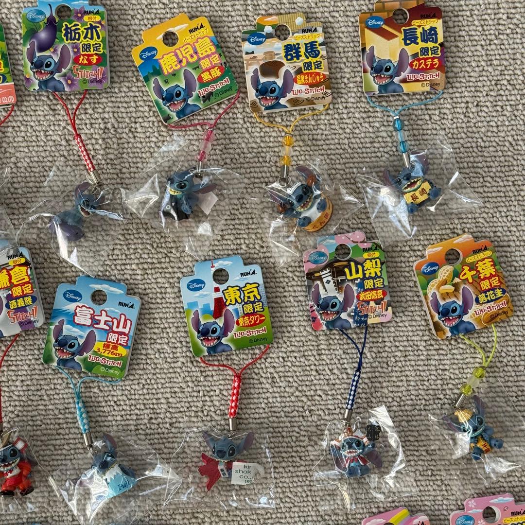 ［まとめ売り］レアなご当地 スティッチ ストラップ ファスナーマスコット49点