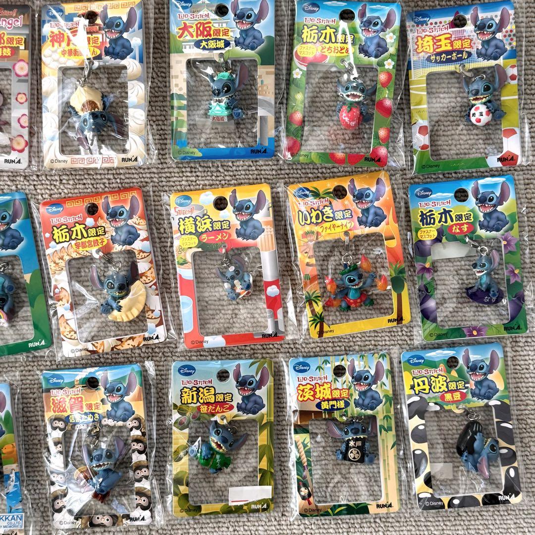 ［まとめ売り］レアなご当地 スティッチ ストラップ ファスナーマスコット49点