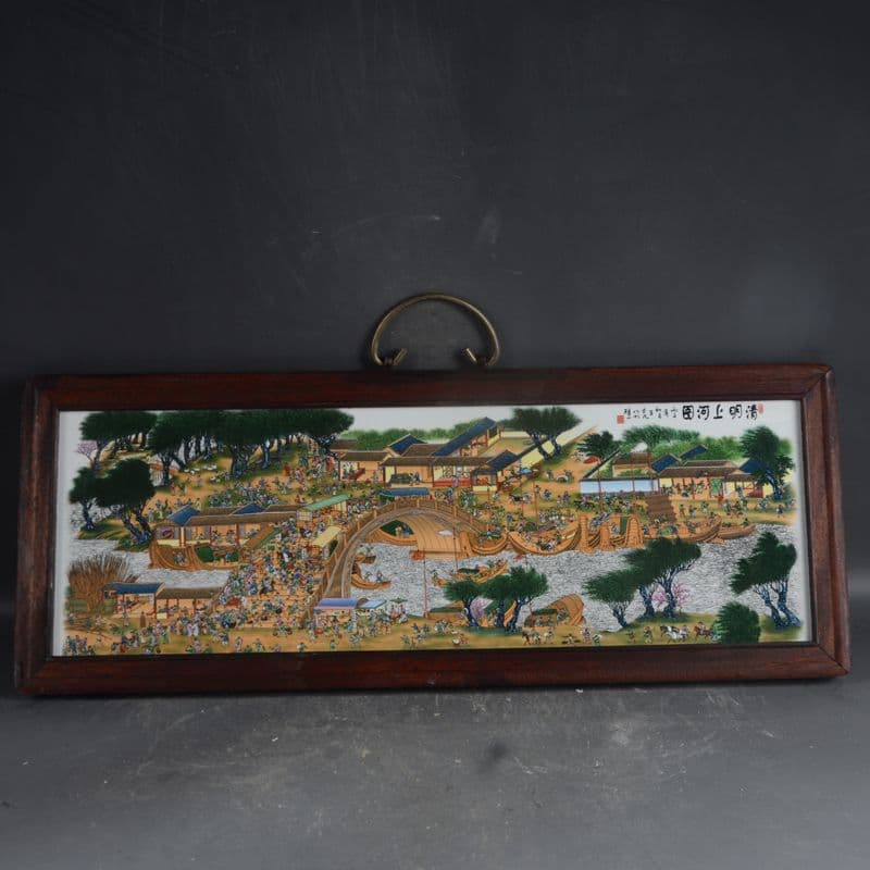 景徳鎮 陶板画清明上河図 応接間 書斎 懸掛 装飾品 現代工芸品 美術品 置物