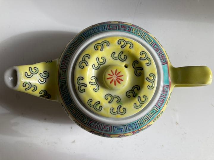 古陶器　景徳鎮 萬壽無疆 急須 中国茶器　お祝い品