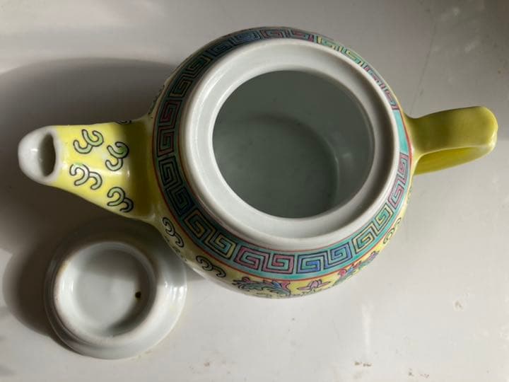 古陶器　景徳鎮 萬壽無疆 急須 中国茶器　お祝い品