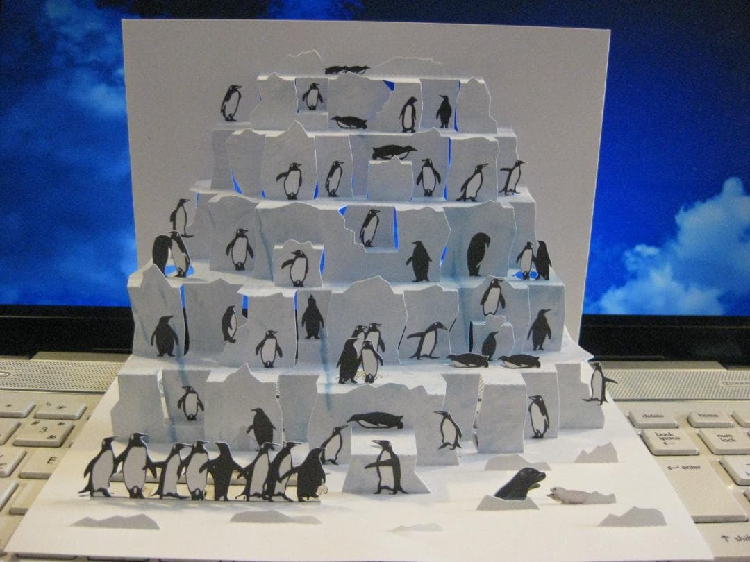 ポップアップ切り絵「ペンギン合コン」
