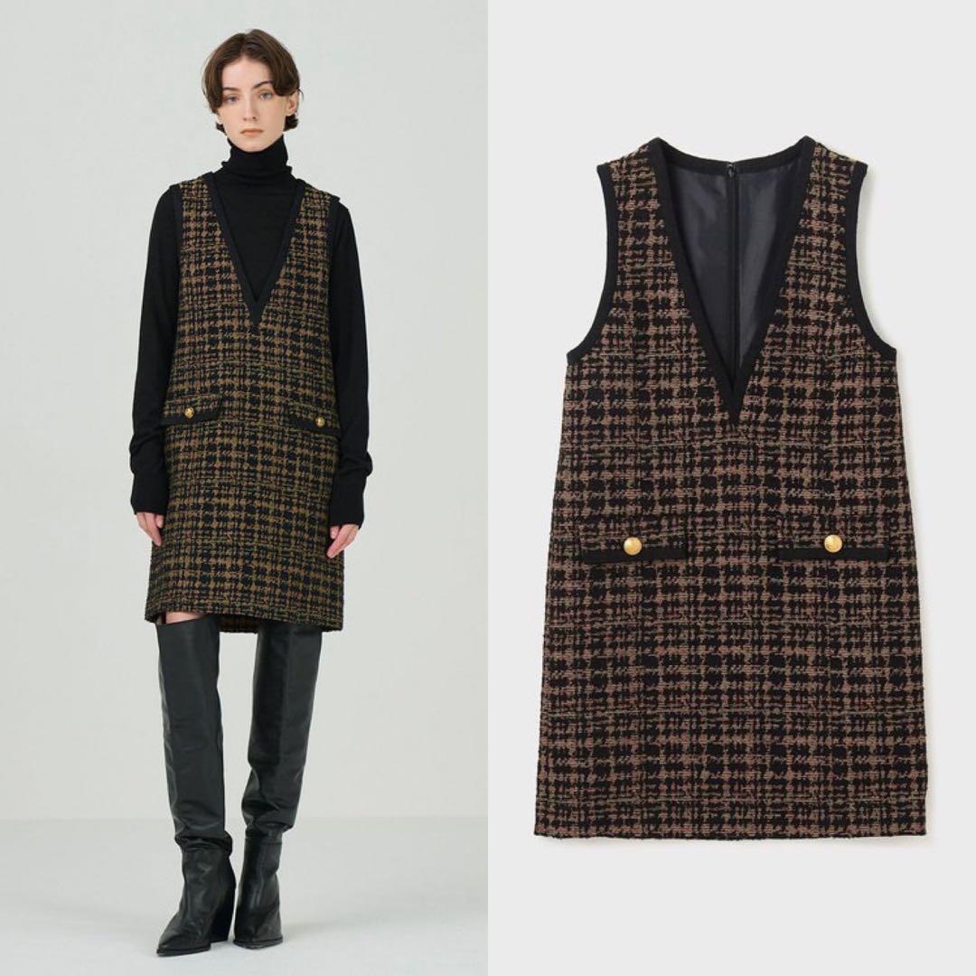 グレースコンチネンタル　チドリツイードワンピース　36