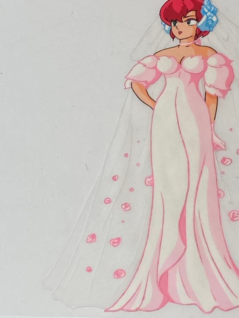 d３９　うる星やつらセル画【ウエディングドレス　弁天？】背景画付き