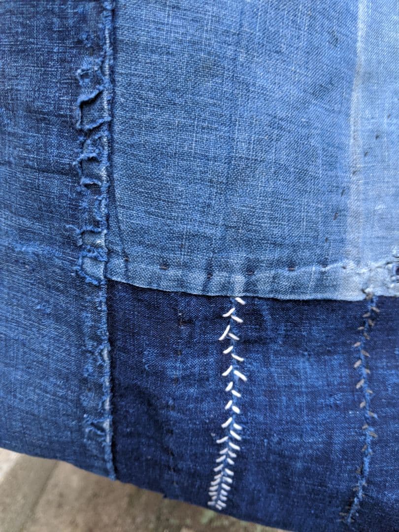 古布リメイクバッグ／襤褸／藍染／刺し子／大きめバッグ／パッチワーク／ショルダー