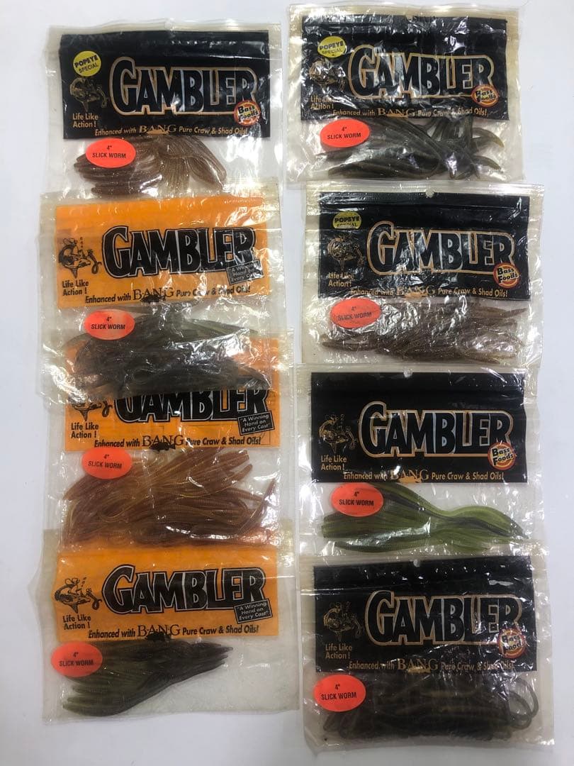 ギャンブラー　スリックワーム　4インチ　104本　レア　廃盤　ポパイ