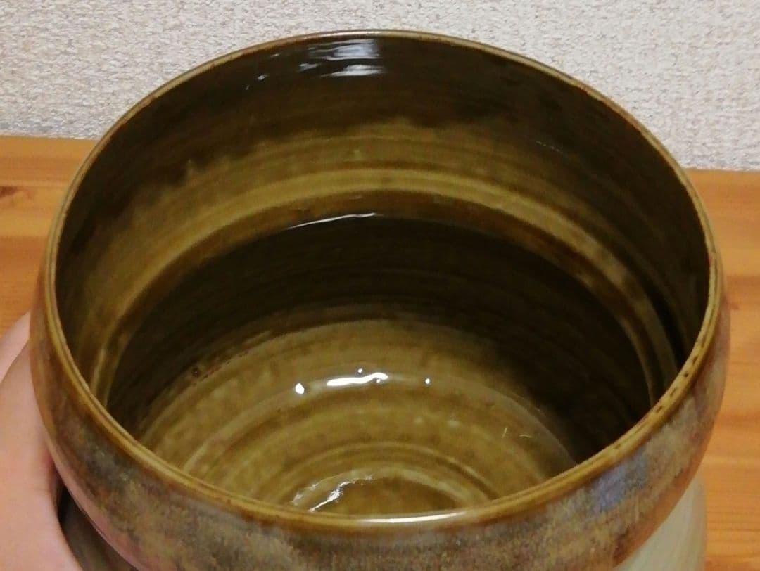 而妙斎書付　味楽作　高取焼　銘『福寿』　瓢形　水指　共箱　茶道具