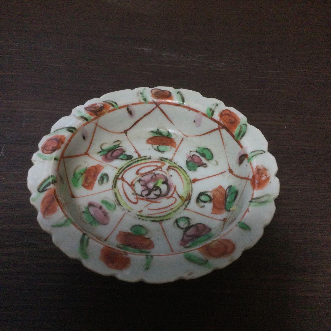 中国の赤絵、高盤、骨董品