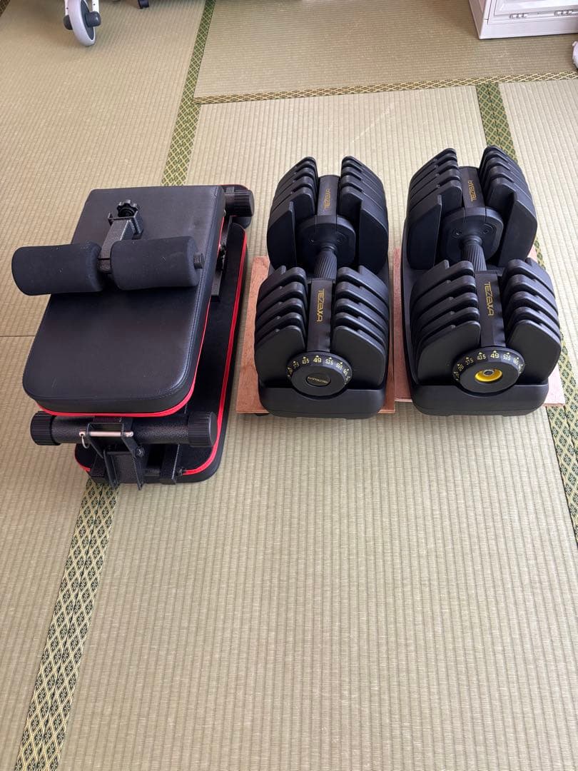 可変式ダンベル約40kg2個とインクラインベンチセット