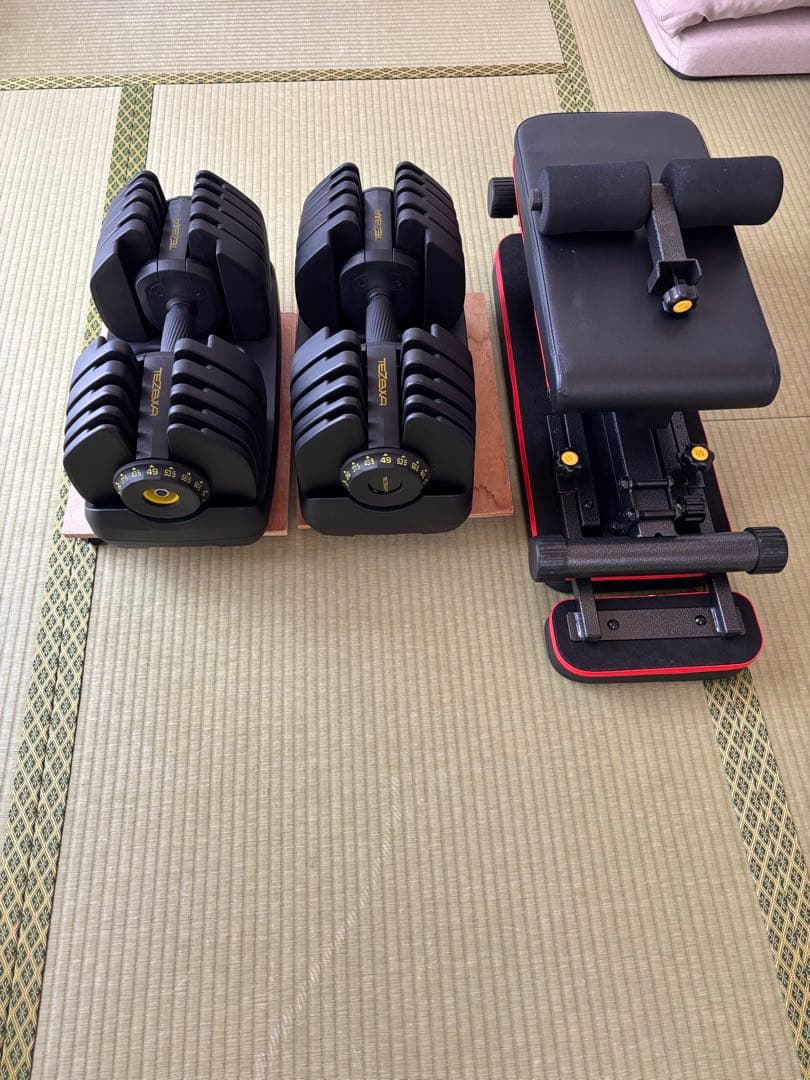 可変式ダンベル約40kg2個とインクラインベンチセット